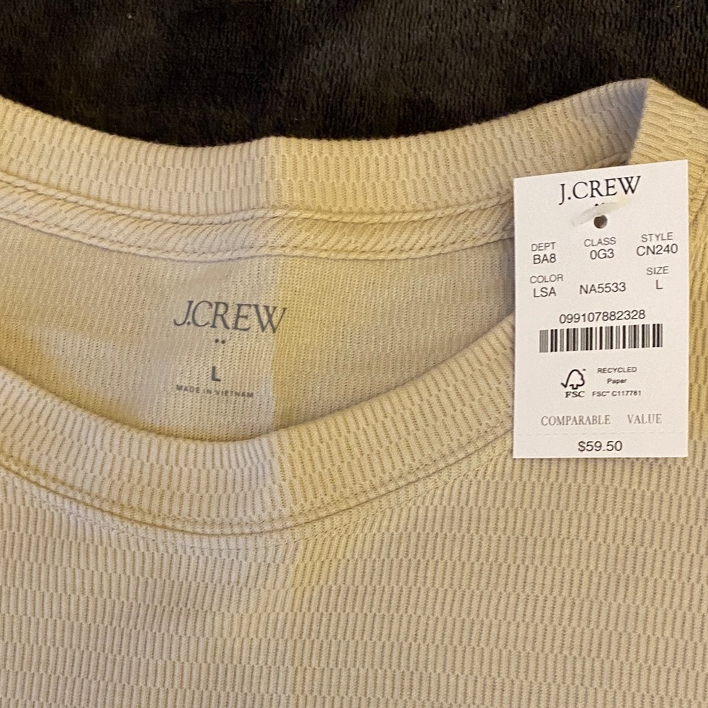 J. Crew Men's Light Beige Long Sleeve Tee
